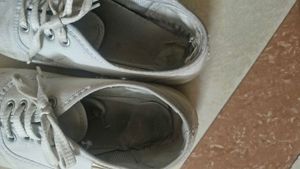 White Canvas Lace-Up School Shoes