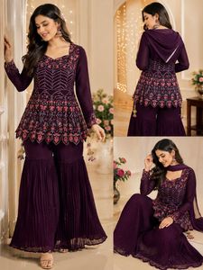 Designer Embroidered Kurta with Sharara Set