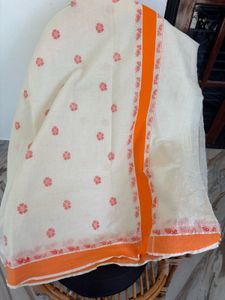 Elegant Kerala Saree with Orange Border
