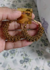 Boho Gold Beaded Hoop Earrings