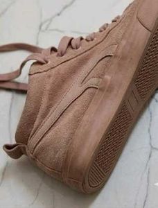 Stylish Pink Suede High-Top Sneakers