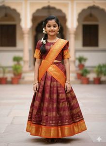 sleeves less Girls' Traditional parkar polka