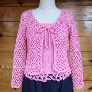 crochet tops and mesh cardigan sets