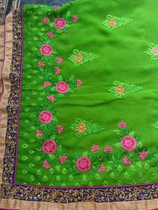 beautiful light &amp; dark shades green georgette sare