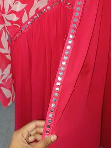 Red Floral Anarkali Suit