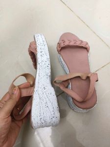 Stylish Pink Braided Strap Sandals