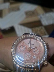 Original GENEVA Rose Gold Crystal Watch for Women