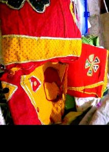 Vibrant Red &amp; Yellow Lehenga Choli Set