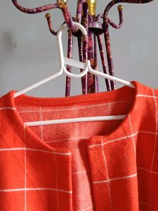 Chic Orange Plaid Cardigan