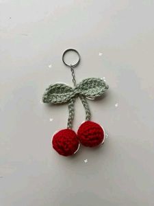 Crochet cherry keychains