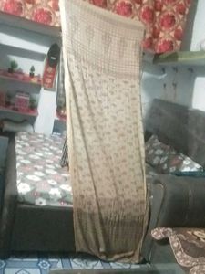 Elegant Beige Scarf with Gold Trim