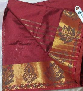 Elegant Maroon Silk Saree with Gold Border