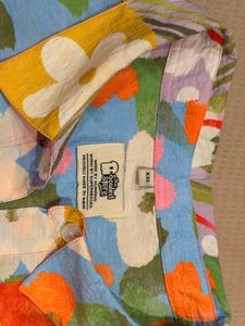 Pastel Floral Button Neck Drop Shoulder Tunic