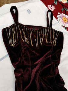 Maroon Velvet bodycon Dress