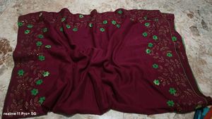 Maroon Embroidered Saree