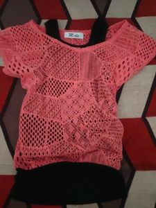 y2k Sheer Pink Crochet Top