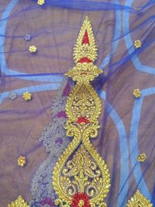 maroon and royal blue embellished saree