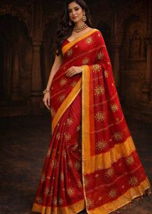 🇳🇿💫🎀 Y2K Elegant Red Embroidered Saree