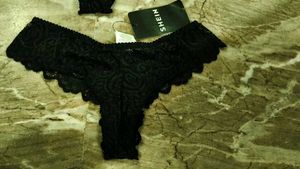 SHEIN Black Lace Thong Panty set of 2