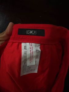 Red Mini Skirt with 'P' Emblem