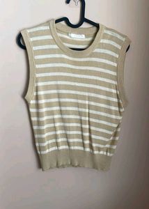 Striped Sleeveless Knit Top