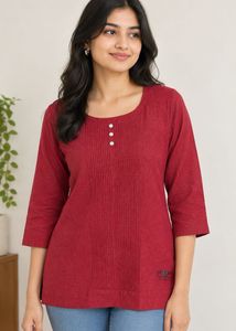 LA FILLE Red Top for Women | Size L