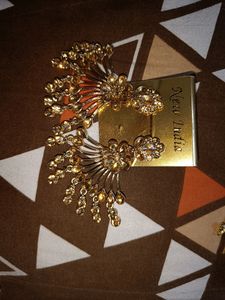 Only Single Time Used Beautiful Design Golden Earrings