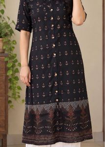 Black Printed Kurta With Plazzo