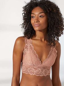 Wattiertes Bralette aus Spitze - Puderrosa - DAMEN