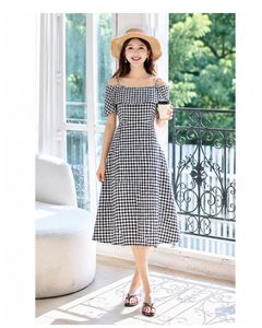 Gingham Off-Shoulder Midi Dress
