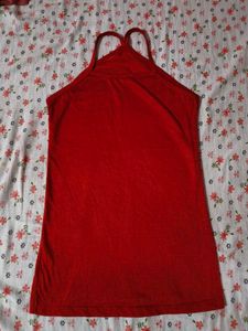 Red Halter Neck Tank Top