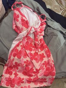 Pink Floral Cutout Mini Dress