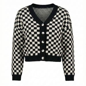Checkerboard Knit Cardigan