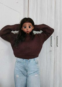 Cozy Brown Knit Sweater crop<<3