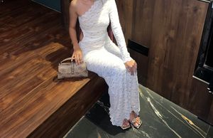 One Shoulder Lace Maxi Dress