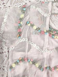 elegant 3 pc dress with beautiful thread wark