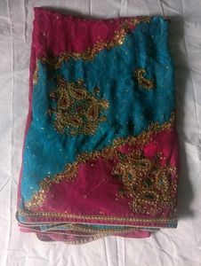 Embroidered Silk Blend Saree