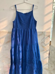 ZUDIO Blue Smocked Tiered Midi Dress
