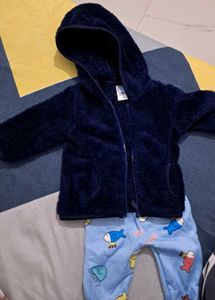 Cozy Blue Fleece Hoodie with one pajama