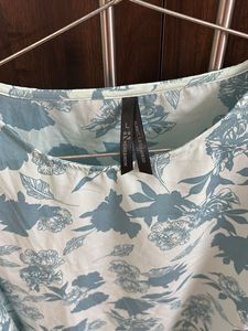 Light Blue Floral Print Tie-Sleeve Top