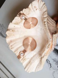 Rose Gold Spiral Pearl Earrings