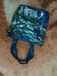 Sparkly Blue Sequin Tote Bag