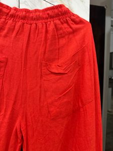 Bright Red Wide-Leg Lounge Pants