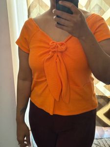 Orange Off-Shoulder Crop Top