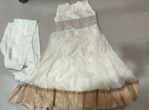 Elegant White &amp; Gold Kurta Set
