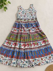 Bohemian Elephant Print Tiered Maxi Dress 👗