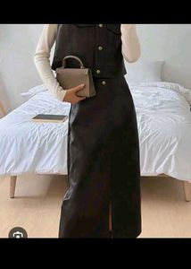 Savana Chic Faux Leather Midi Skirt