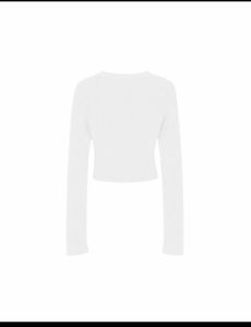 White Cropped Ribbed Cardigan