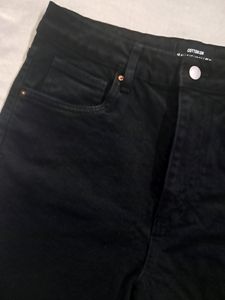 High-Waist Black Denim Shorts