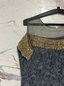 Heavy Golden Blue Embellished Ethnic Gown